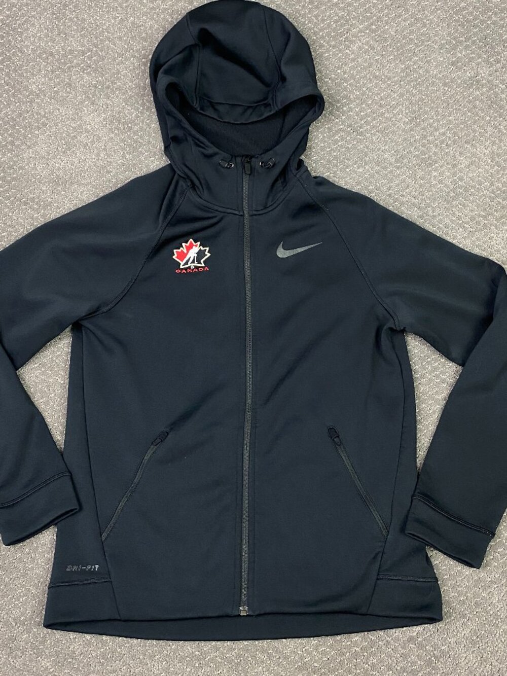 Nike Hockey Canada Hoodie Mens Medium Black Therma Full Zip Hoodie 800219 010
